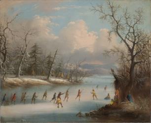 Indians Playing Lacrosse on the Ice, 1859 (oil on canvas) | Obraz na stenu