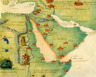 Ethiopia, the Red Sea and Saudi Arabia, from an Atlas of the World in 33 Maps, Venice, 1st September 1553 (ink on vellum) (detail from 330946) | Obraz na stenu