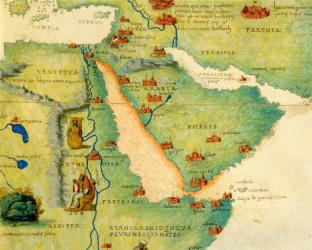 Ethiopia, the Red Sea and Saudi Arabia, from an Atlas of the World in 33 Maps, Venice, 1st September 1553 (ink on vellum) (detail from 330946) | Obraz na stenu