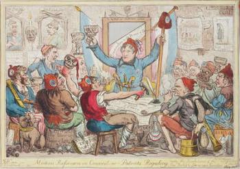 Modern Reformers in Council - or - Patriots Regaling, 1818 (colour etching) | Obraz na stenu