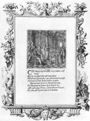 Henri IV (1553-1610) King of France and Navarre teaching the Dauphin Louis de France, future Louis XIII (1601-43) c.1605 (engraving) (b/w photo) | Obraz na stenu