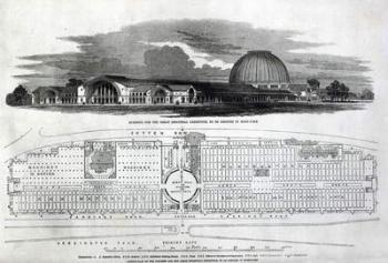 Building for the Great Industrial Exhibition, 1850 (engraving) (b/w photo) | Obraz na stenu
