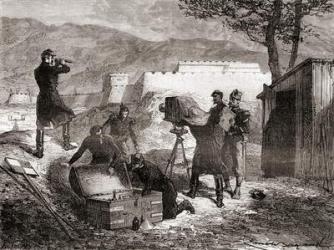 The use of photography by the French army during the 19th century, from Les Merveilles de la Science, published c.1870 (engraving) | Obraz na stenu