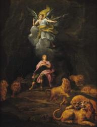 Daniel in the Den of Lions (oil on canvas) | Obraz na stenu