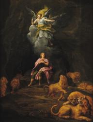 Daniel in the Den of Lions (oil on canvas) | Obraz na stenu