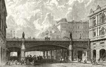 Holborn Viaduct, from 'London Pictures: Drawn with Pen and Pencil', by Rev. Richard Lovett, published 1890 (litho) | Obraz na stenu