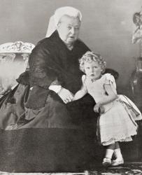 Prince Edward, later King Edward VIII, at the age of 2½ with his great grandmother Queen Victoria of England. From Edward VIII His Life and Reign. | Obraz na stenu