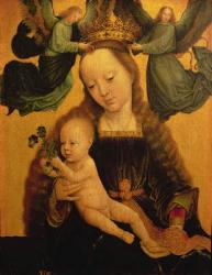 Madonna and Child Crowned by Two Angels, c.1520 (oil on panel) | Obraz na stenu