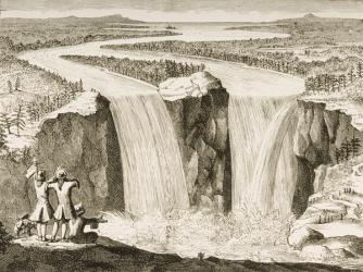 Niagara Falls, after a sketch made by Father Hennepin in 1677, from 'American Pictures' published by the Religious Tract Society, 1876 (engraving) | Obraz na stenu