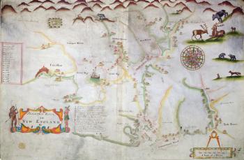 Pascatway River in New England, c.1660-85 (ink on paper) | Obraz na stenu