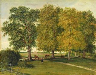 Herder with Cattle beneath Autumnal Trees, c.1821 (oil on paper laid on cardboard) | Obraz na stenu
