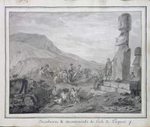 Islanders & Monuments of Easter Island, 1786 (w/c & ink on paper) (see also BAL 72648) | Obraz na stenu