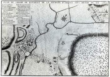 Field Plan for the Battle of Arques (engraving) (b/w photo) | Obraz na stenu