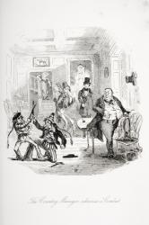 The country manager rehearses a combat, illustration from `Nicholas Nickleby' by Charles Dickens (1812-70) published 1839 (litho) | Obraz na stenu