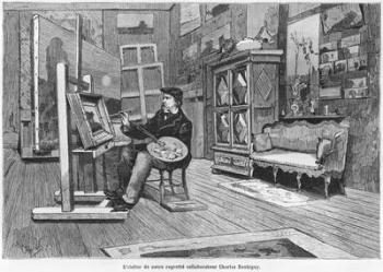 'The studio of our lamented contributor Charles Daubigny', illustration from 'Le Monde Illustre', no 1092, 3rd March 1878 (engraving) (b/w photo) | Obraz na stenu