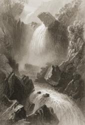 Head of the Devil's Glen, County Wicklow, Ireland, from 'Scenery and Antiquities of Ireland' by George Virtue, 1860s (engraving) | Obraz na stenu