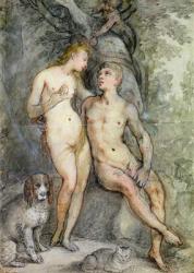 Adam and Eve (pencil and coloured pencil on paper) | Obraz na stenu