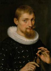 Portrait of a Man, Possibly an Architect or Geographer, 1597 (oil on copper) | Obraz na stenu