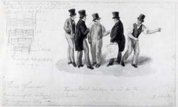 Builders, surveyors and architects at the building of the Royal College of Surgeons, 1834 (w/c on paper) | Obraz na stenu