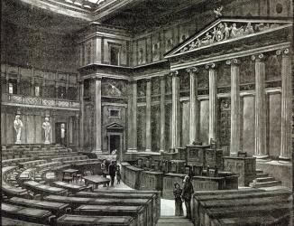 Interior of Houses of Parliament, Vienna, from 'Leisure Hour', 1891 (engraving) | Obraz na stenu