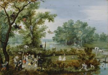 Merry Company in an Arbor, 1615 (oil on panel) | Obraz na stenu