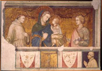 Virgin and Child with St. Francis and St. John the Evangelist (fresco) | Obraz na stenu