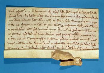 A formal protest over the anointment of Henry III (1207-72) in Gloucester, written by the Papal Legate, Cardinal Gualo, 1218 (vellum) | Obraz na stenu
