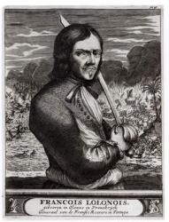 Francois Lolonois, General of the French Bandits in Tortuga (engraving) (b/w photo) | Obraz na stenu
