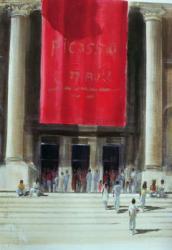 Entrance to the Metropolitan Museum, New York City, 1990 (w/c on paper) | Obraz na stenu