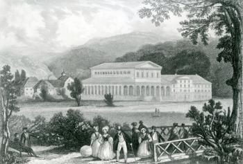 The Grosse Kursaal, Bad Bruckenau, 1833 (engraving) | Obraz na stenu