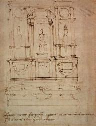 Study for a double tomb for the Medici Tombs in the New Sacristy, 1521 (pen & ink on paper) | Obraz na stenu
