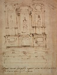 Study for a double tomb for the Medici Tombs in the New Sacristy, 1521 (pen & ink on paper) | Obraz na stenu