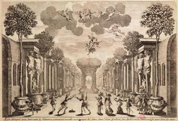 Set design for 'Andromede' by Pierre Corneille (1606-84) 1651 (engraving) | Obraz na stenu