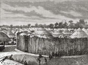 A village in Central Africa during the 19th century, from 'Africa Pintoresca', published 1888 (engraving) | Obraz na stenu