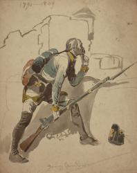 A Private Infantry of the Line (possibly 27th Regiment, "Hesse Cassell"), 1790-1809 (watercolour) | Obraz na stenu