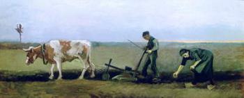 Labourer and Peasant Planting Potatoes, 1884 (oil on canvas) | Obraz na stenu