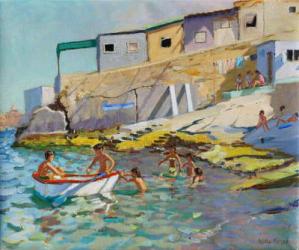 The rowing boat,Valetta,Malta,2015,(Oil on canvas) | Obraz na stenu