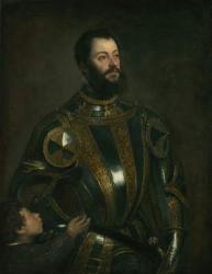 Portrait of Alfonso d'Avalos, Marchese del Vasto, in armor with a Page, 1533 (oil on canvas) | Obraz na stenu