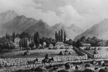 Guanta (Valle de Coquimbo), from 'Historia de Chile', 1854 (litho) (b/w photo) | Obraz na stenu