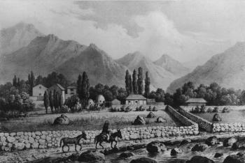 Guanta (Valle de Coquimbo), from 'Historia de Chile', 1854 (litho) (b/w photo) | Obraz na stenu