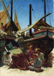 Anzio, The Port (oil on canvas) | Obraz na stenu