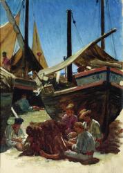 Anzio, The Port (oil on canvas) | Obraz na stenu