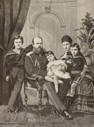 Alexander III of Russia and his family, from 'La Ilustracion Espanola y Americana' of 1881 (litho) | Obraz na stenu