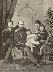 Alexander III of Russia and his family, from 'La Ilustracion Espanola y Americana' of 1881 (litho) | Obraz na stenu