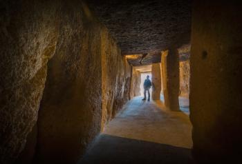 Antequera, Malaga Province, Andalusia, southern Spain. La Menga Dolmen. Interior. (photo) | Obraz na stenu