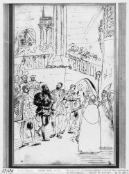 Francis I and Charles V at the Abbey Church of Saint-Denis, c.1811 (pen & brown ink & graphite on paper) | Obraz na stenu