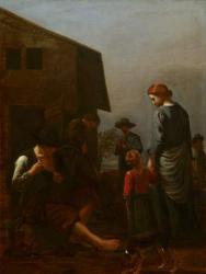 Peasant family with man removing fleas from himself, 1656-60 (oil on canvas) | Obraz na stenu
