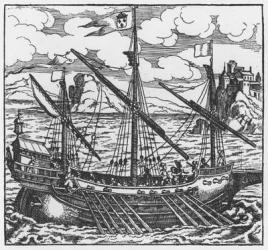 French galley operating in the ports of the Levant since Louis XI (1423-83) (xylograph) (b/w photo) | Obraz na stenu