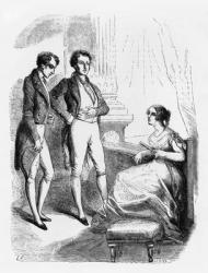 Rastignac introduced to Madame de Nucingen, illustration from 'Le Pere Goriot' by Honore de Balzac (1799-1850) (engraving) (b/w photo) | Obraz na stenu