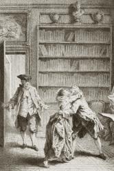 Lovers Caught Kissing by the Woman's Husband (engraving) | Obraz na stenu